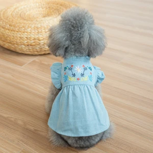 Pet Cat Puppy Dog Cute Denim Dress Clothes