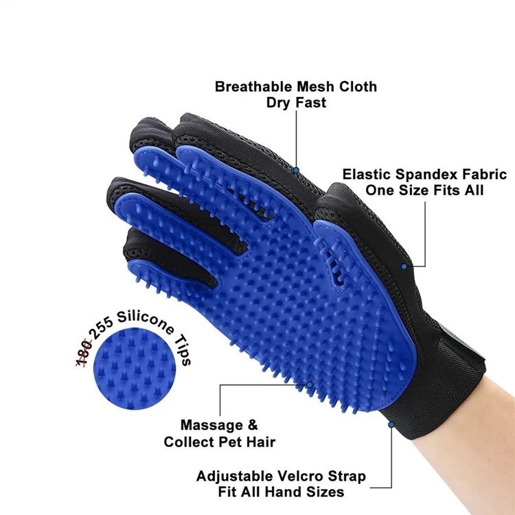 Pet Grooming Glove Efficient Dog Hair Remover Mitts with Gentle Massage Tool