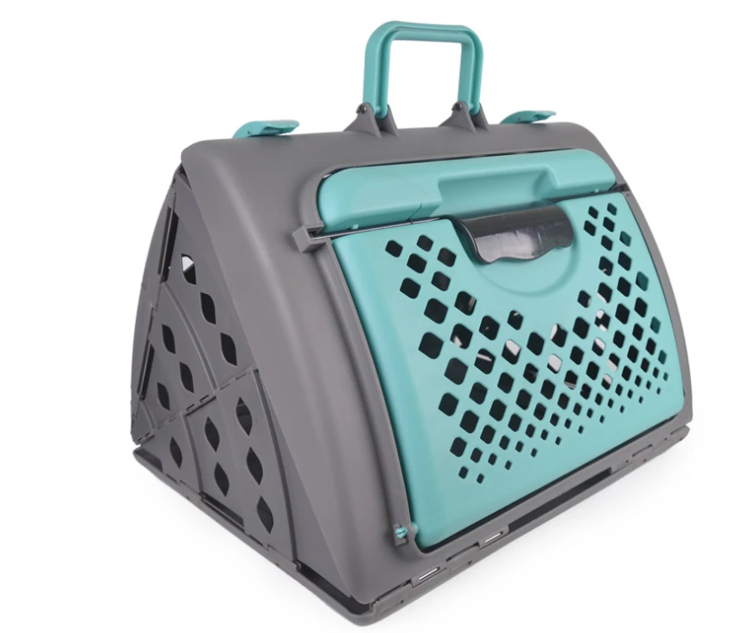 Plastic Collapsible ventilated cute pet products outdoor Pet Dog Cage portable pet carrier
