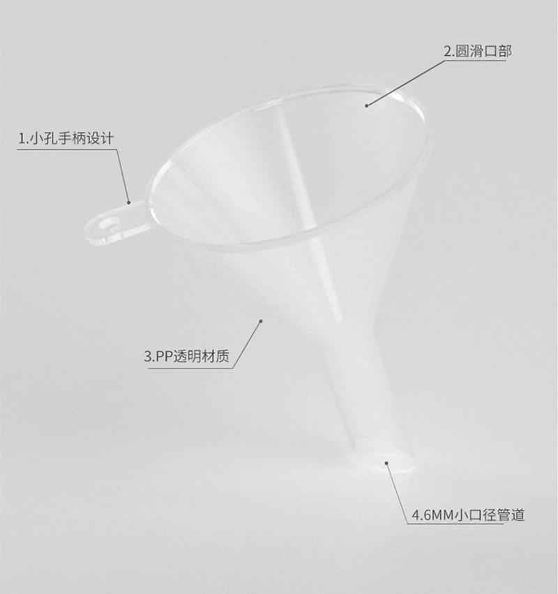 Plastic funnel for glass oil bottle