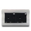 Power UK type  2 gang socket outlet 3 pin  double pole 13A socket with neon with switched