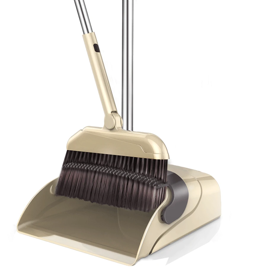 Premium Long Handled Broom Dustpan Combo Upright Standing Lobby Broom Lightweight and Robust