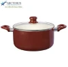 PRESS ALUMINUM ROLLED EDGE CASSEROLE WITH GLASS LID AND CERAMIC COATING WITH COLOR BAKELITE HANDLE AND INDUCTION BOTTOM