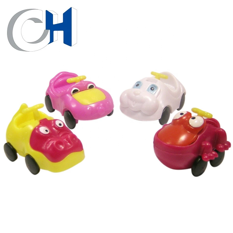 Promotional Creative 40mm pink and yellow PP Cartoon car Capsule toy