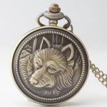 promotional watch quartz pocket watch wolf animal custom logo and design japan movement quartz watch sr626sw