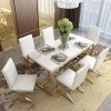 restaurant furniture glass top dining table designs with chairs stainless steel mirrored white dining room tables new model