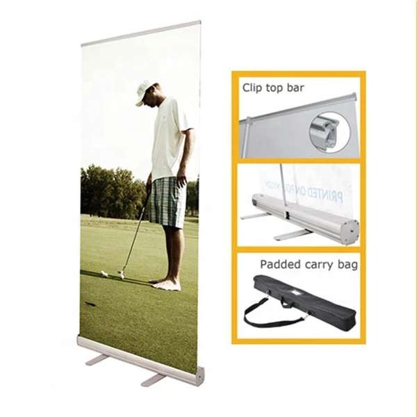 Retractable roll up banner stand