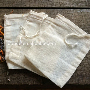 Reusable organic cotton muslin bath tea bags