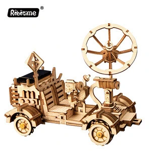 Robotime space hunting Moon Buggy for solar powered toy wooden puzzle by laser cutting