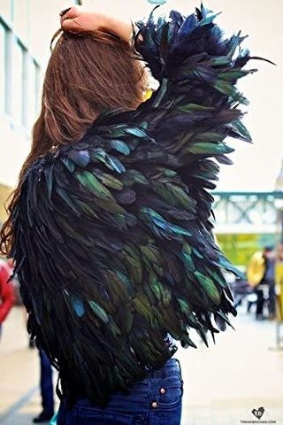 Rooster Hackle Feather Fringe Trim A black woollen bag for feathered clothing and as a bag Feathery clothing
