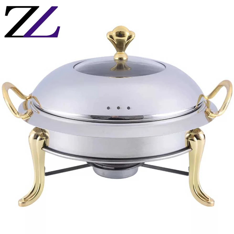 Round buffet stand food chaffers stainless steels kitchen equipement other hotel alcohol chafing stove stainless food warmer