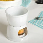 Round cheese chocolate ceramic fondue set