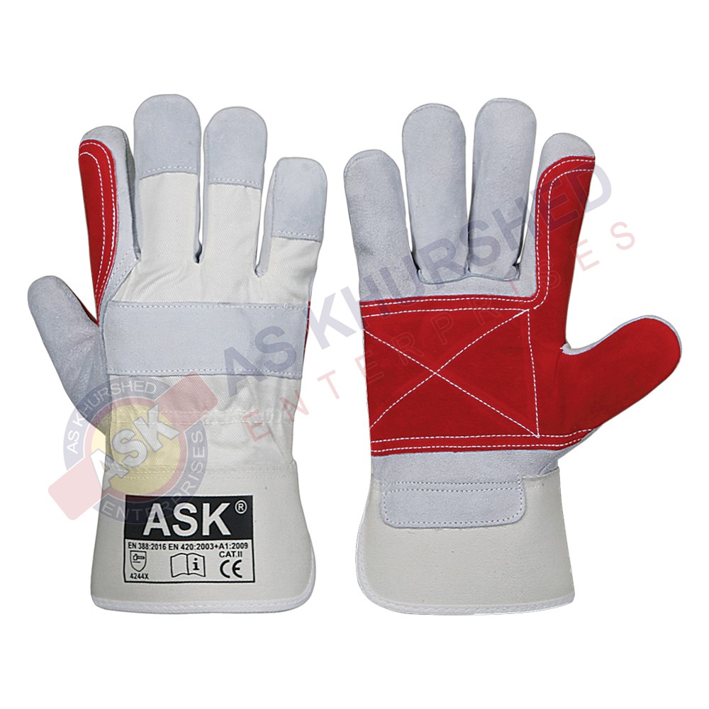 Safety Gloves High quality cow split hand protective leather working Gloves General Purpose EN388 NE420 Certified