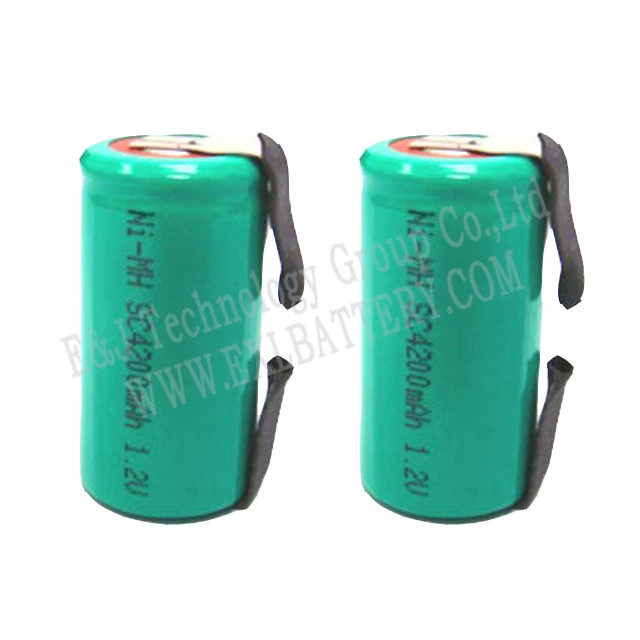 SC size 1.2V 4200 mAh NiMH Rechargeable battery with tabs high temperature as backup power