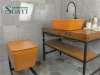 SDAYI  Bathroom Matt orange Black Luxury Ceramic Wall Mounted Toilets Modern Wall Hung Toilet WC toilet basin in bathroom