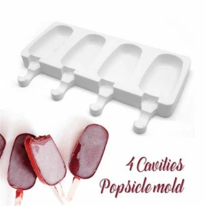 Silicone Frozen Ice Cream Mold Juice Popsicle Maker Ice Lolly Pop Mould - 4 Cell