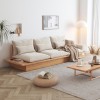 Simple designs storage 3 seater home living room tatami fabric sofa set modern furniture wooden sofa