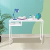 Simple Desk Steel White Black Bedroom Table Home Writing Computer Desk with drawer