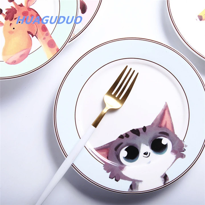 spanish ceramic tableware wholesale cartoon cute animal design fruits food biscuit plate children bulk porcelain plates