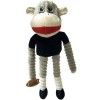 Sport Toy Block Stripe Plush Materials Sock Monkey Pet Toy with Brown Football in Hand and Sports T-shirt