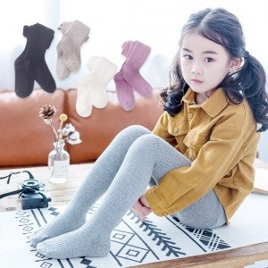 Spring autumn new style baby girls full cotton solid color children pantyhose socks