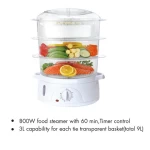 Stainless Steel Electric Food Steamer With 3 Layers 9L Home Food Steamer