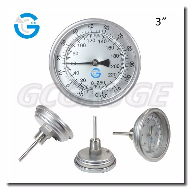 Stainless steel industrIal bimetal thermometer
