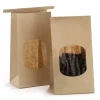 Stand up pouch snack bread coffee shopping dog food envelope packaging rice brown kraft wax biodegradable paper bag with window