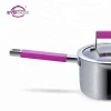 Stock lot purple silicone handle stainless steel sauce pan
