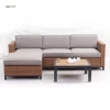 Strong high quality leather-like flat wicker 5 in 1 rattan sofa set garden furniture