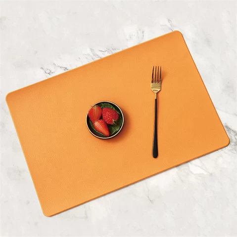 Tabletex PU Leather Placemat Heat Insulation Stain-Resistant PVC Place Mats Non-Slip Waterproof Faux Leather Dining Table Mats