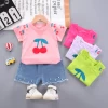 The butterfly sleeves children clothes T-shirt baju anak girls clothing set