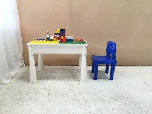 The Newest Kids plastic multi-functional building children furniture kids block &amp; study desk &amp; chair study set