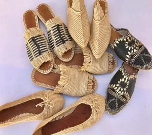 Top Quality Handmade Moroccan Raffia Slipper Shoes selection