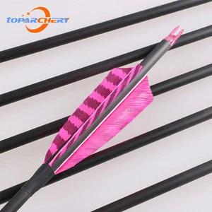 TopArchery hunting arrows OD 7.5mm 32&quot; Real Turkey feather pure carbon arrows for hunting or archery target shooting