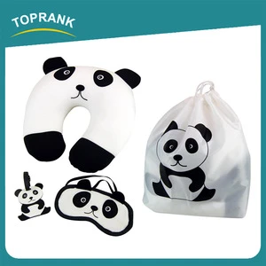 Toprank Microbead Neck Pillow Eyemask Luggage Tag 3 In 1 Travel Sleeping Comfort Kit Cute Cartoon Panda Travel Kit For Airline