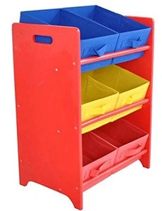 Toy Storage Unit Kids Chest of 6 Canvas Drawers children cabinet for Children&#39;s Playroom