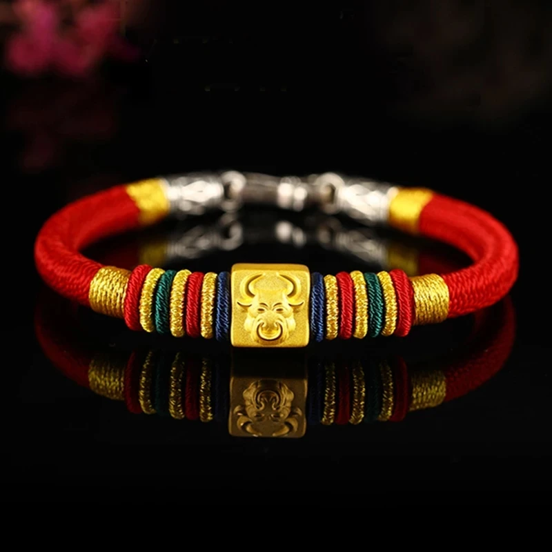 Transit beads ox year zodiac year red string mens and womens bracelets handmade fashion woven couple gifts