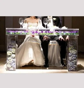 Transparent Acrylic Home Furniture coffee tables Acrylic Lucite Bride Table Pure Acrylic Wedding Table With Inside Flowers