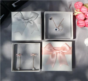 Trendy Colorful Butterfly Knot Jewelry Box With Ribbon ,Ring Necklace Box