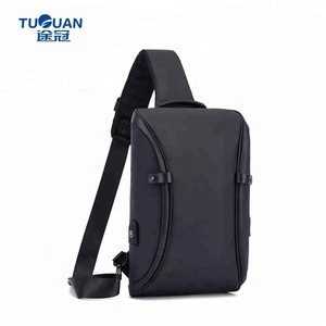 TUGUAN new man chest bag shoulder pack waterproof waist bag with USB charging port
