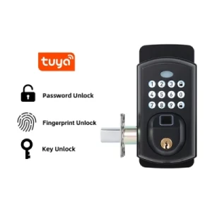 Tuya APP WiFi Control Fingerprint Automatic Door Lock Smart Keyless Digital Keypad American Standard Door Lock