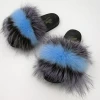 various color fluffy soft platfrom fur slides pvc sole raccoon fur wholesale fur slippers