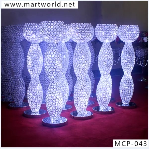 wedding led light shiny crystal table centerpiece decoration wedding table flower stand for wedding party decoration(MCP-043)