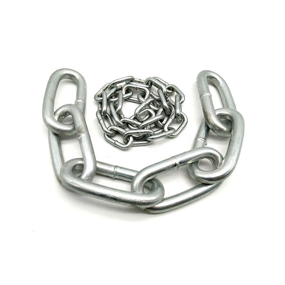 White And Blue Zinc Galvanized DIN5685 Steel Short Ring Link Chain