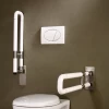 White Anti-slip Hinged Handicap Toilet Grab Bars Fold Down Grab Bar
