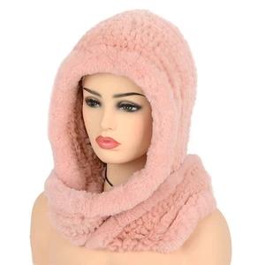 Wholesale 100% real rabbit fur scarf, womens winter knit fur collar, winter fashion warm headscarf shawl