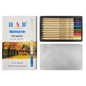 wholesale 12 colors artist wooden oil drawing colored pencils bulk set for kids