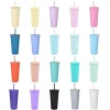 Wholesale 22oz double walled Colors Acrylic Plastic Unbreakable Pastel Matte Skinny Tumblers with Straws Reusable Tumbler