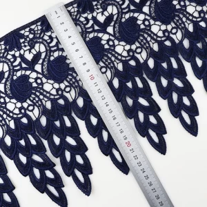 Wholesale 6 inch  to 14 inch Guipure Lace 3D Embroidery lace Fabric Wide Floral Chemical flower venice lace trim White Black Red